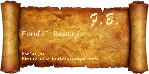 Fonó Beatrix névjegykártya