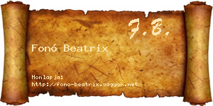 Fonó Beatrix névjegykártya